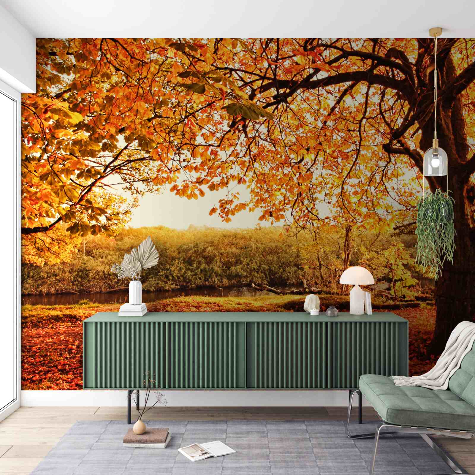 Фотошпалери сліпуча краса лісу сонячної осені