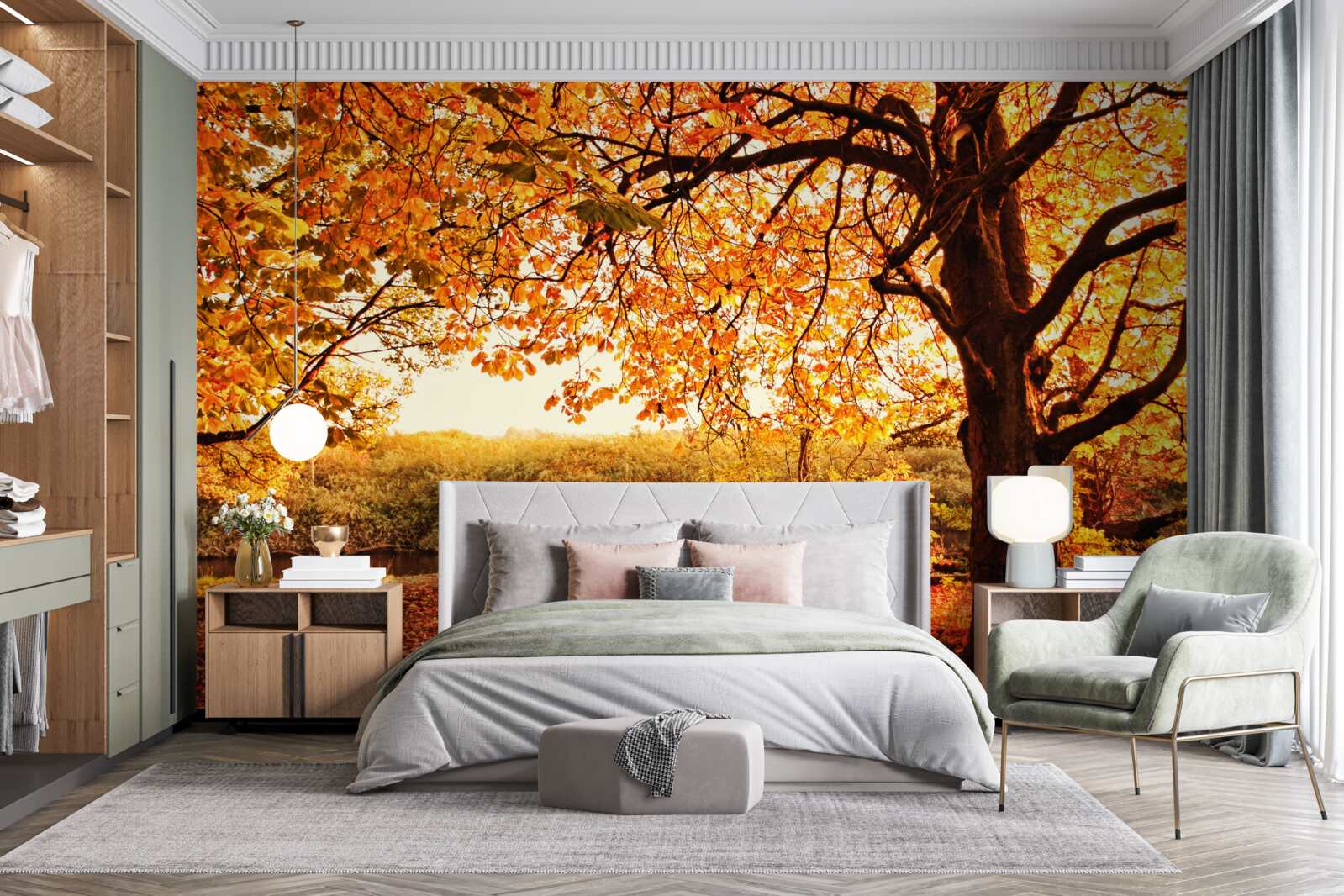 Фотошпалери сліпуча краса лісу сонячної осені