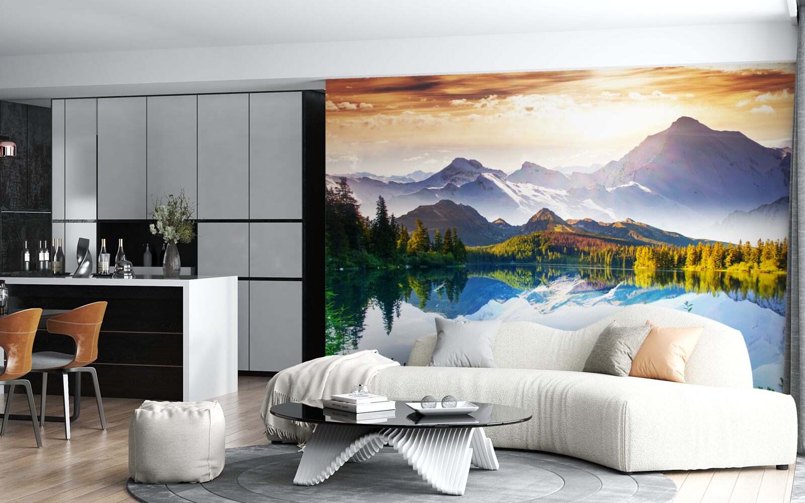 Фотошпалери води гірського озера кришталево чисті