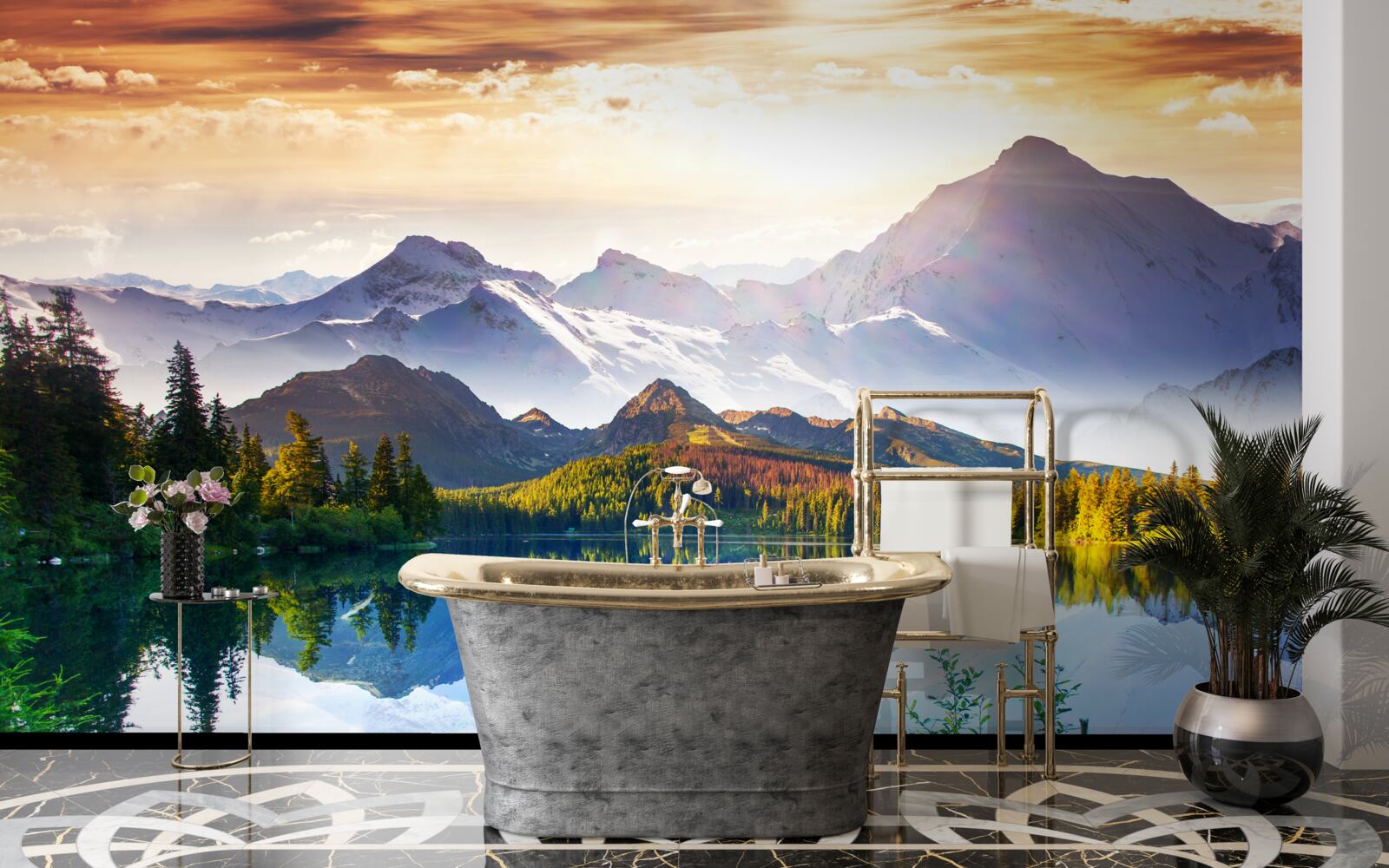 Фотошпалери води гірського озера кришталево чисті