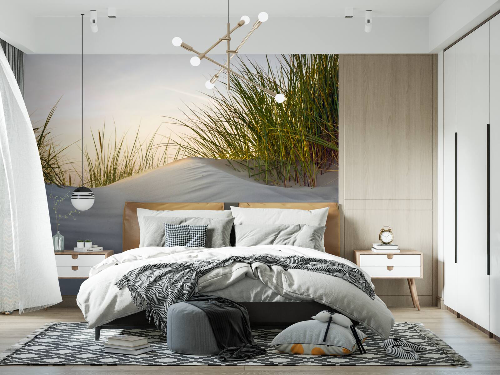 Фотошпалери пляжний пісок, оточений зеленню на сході сонця