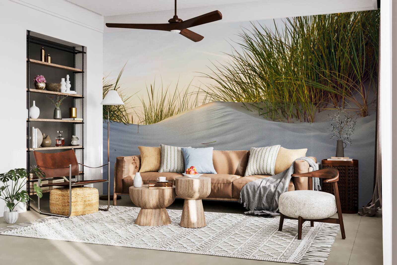 Фотошпалери пляжний пісок, оточений зеленню на сході сонця