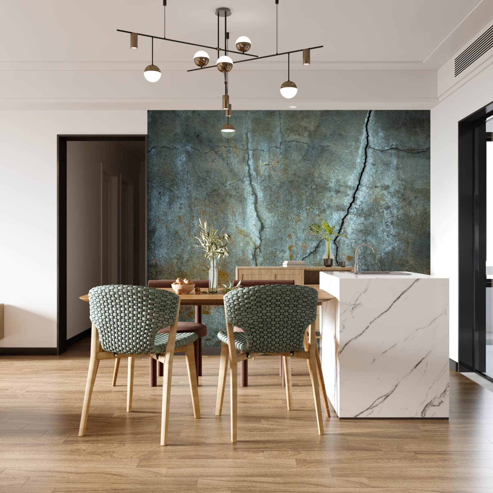 Фотошпалери над лісовим масивом спалахнула блискавка