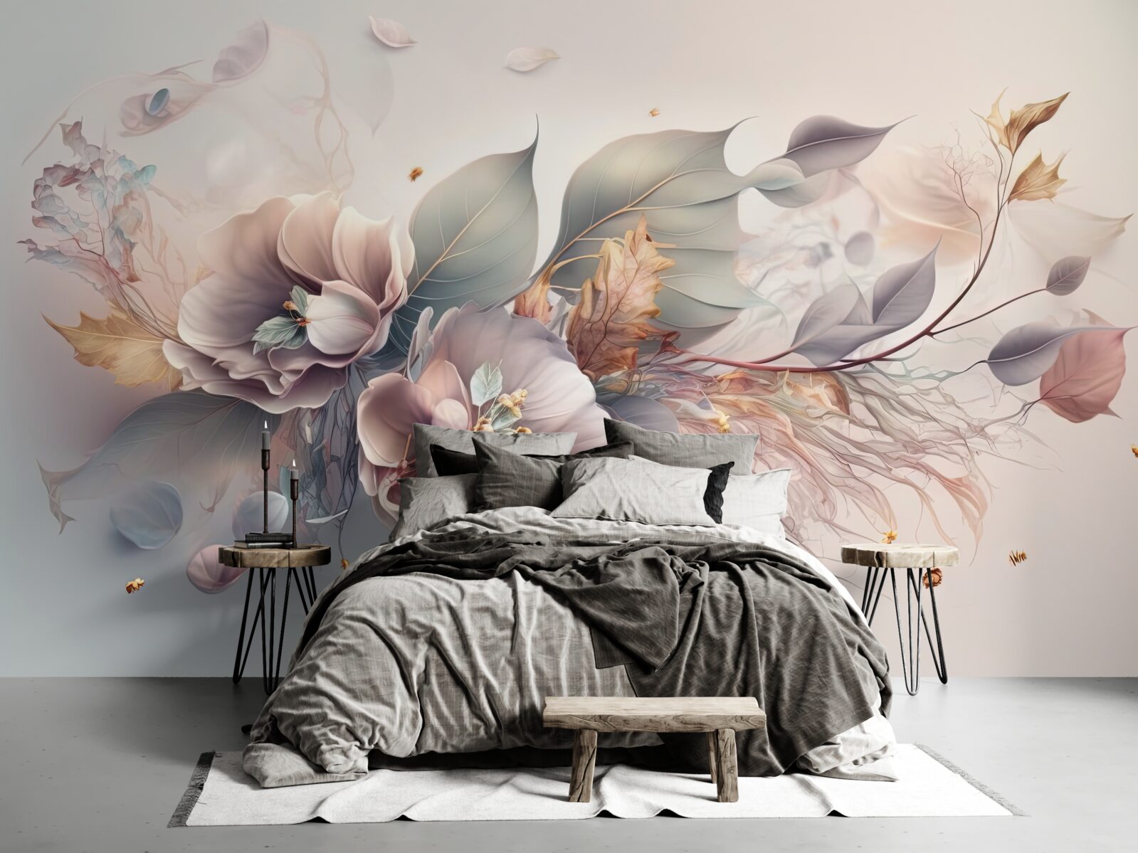 Фотошпалери барвиста квіткова гілка на світлому тлі