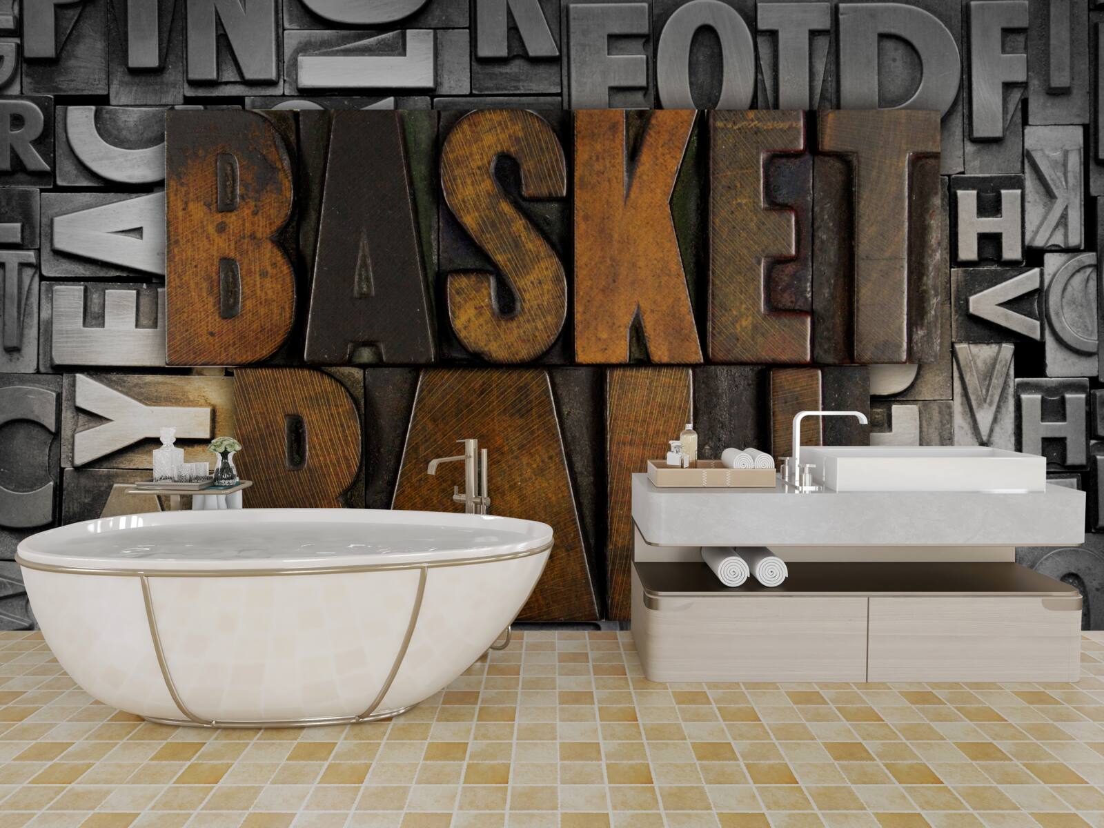 Фотошпалери "Баскетбол", вигравіруваний на металі