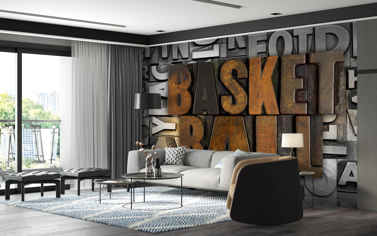 Фотошпалери "Баскетбол", вигравіруваний на металі