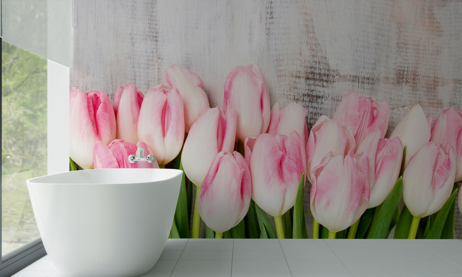 Фотошпалери свіжі тюльпани ніжного рожевого відтінку