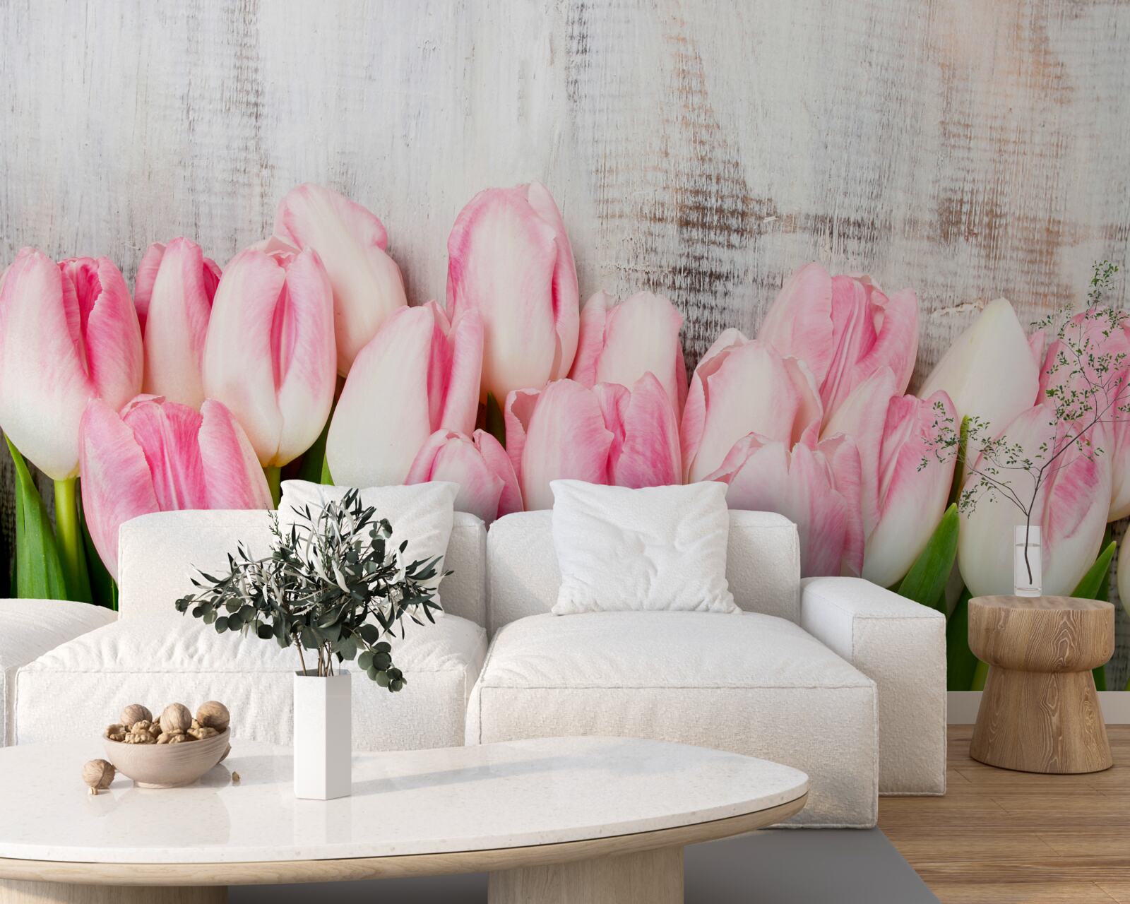 Фотошпалери свіжі тюльпани ніжного рожевого відтінку