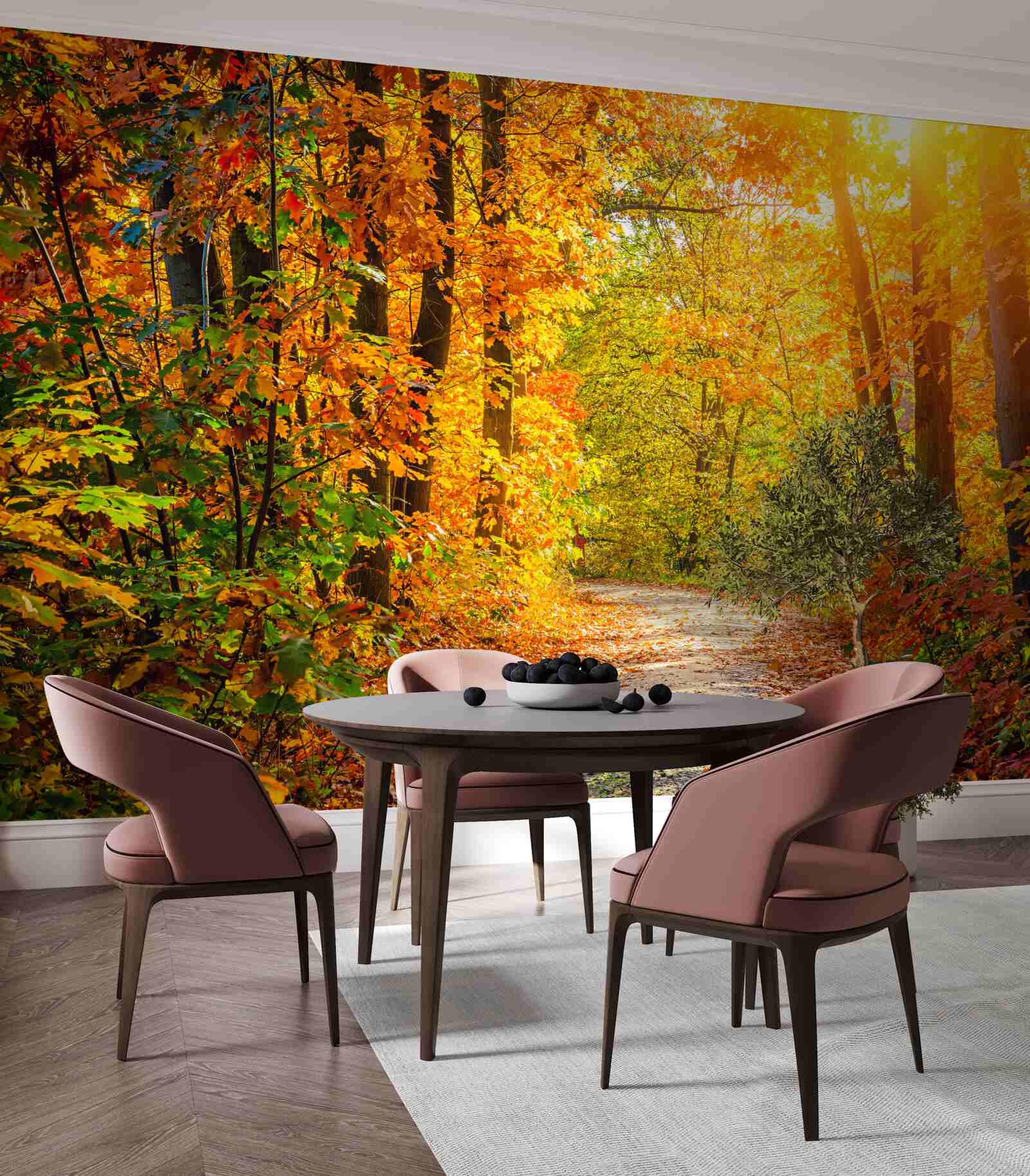 Фотошпалери захід сонця з осіннім сонцем