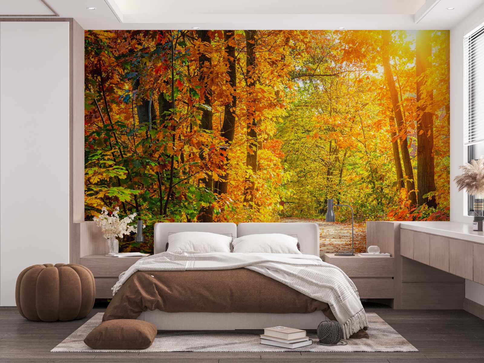 Фотошпалери захід сонця з осіннім сонцем