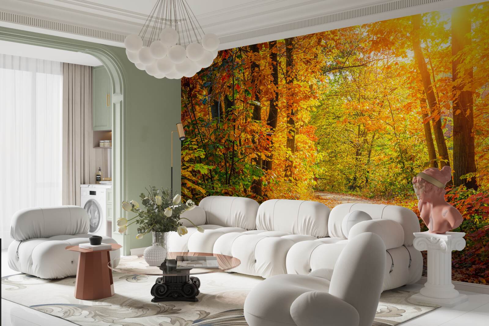 Фотошпалери захід сонця з осіннім сонцем