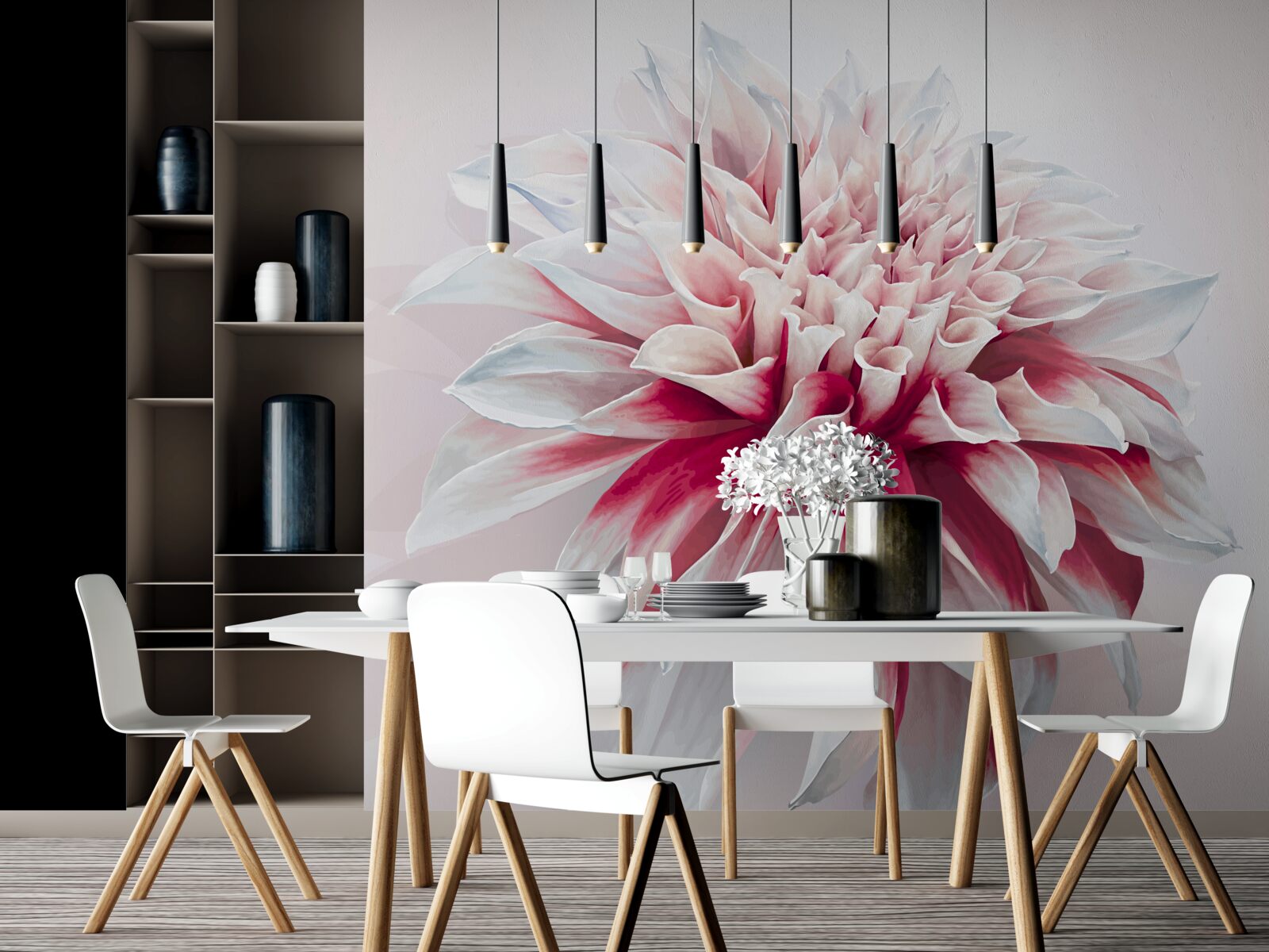 Фотошпалери приголомшливий пончик астра в червоно-білому кольорі