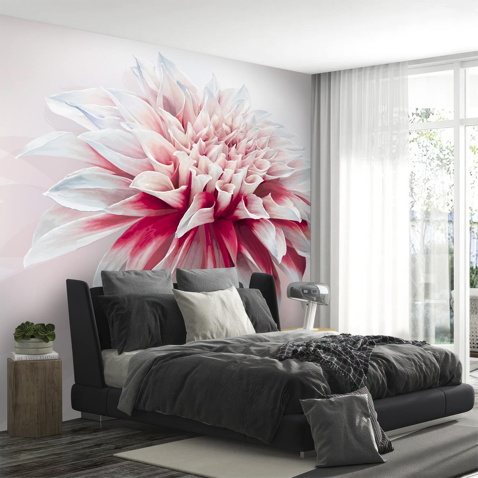 Фотошпалери приголомшливий пончик астра в червоно-білому кольорі