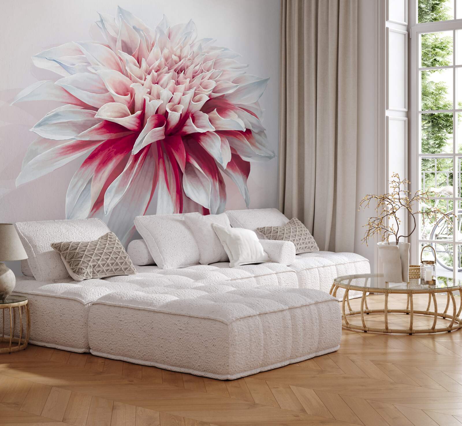 Фотошпалери приголомшливий пончик астра в червоно-білому кольорі