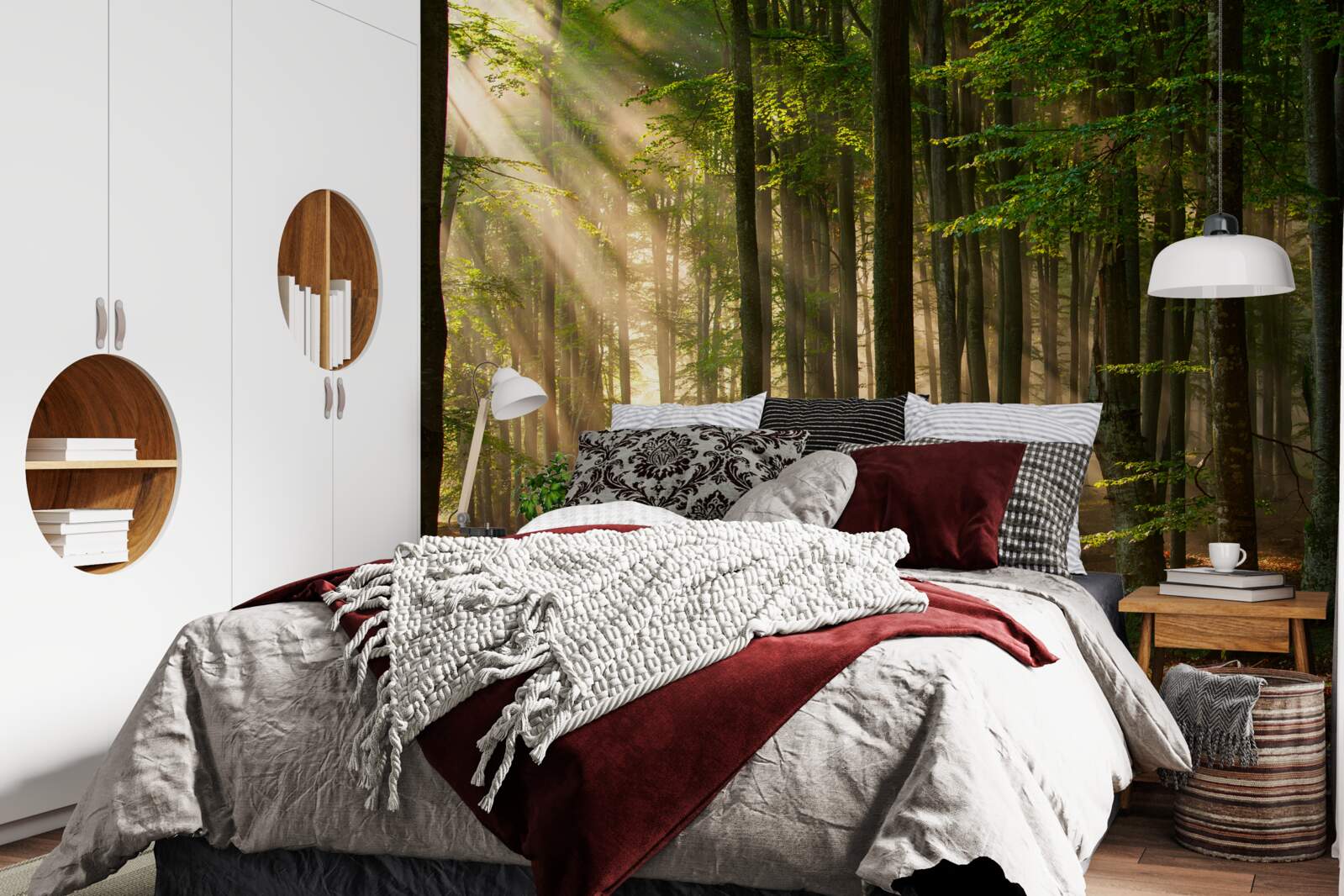 Фотошпалери Сонячне світло виганяє прохолоду з лісу після нічної прогулянки