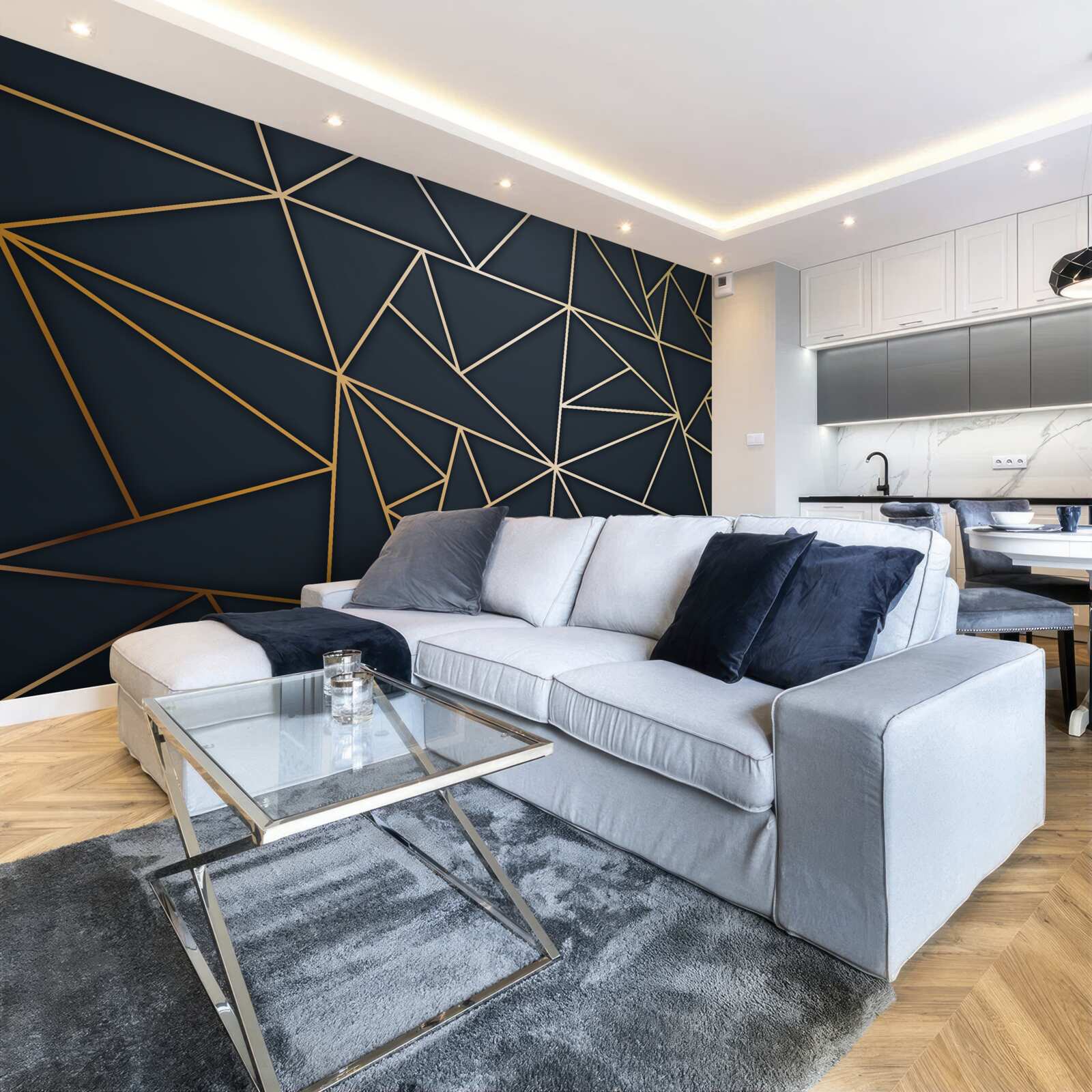 Фотошпалери фігури, утворені золотими лініями