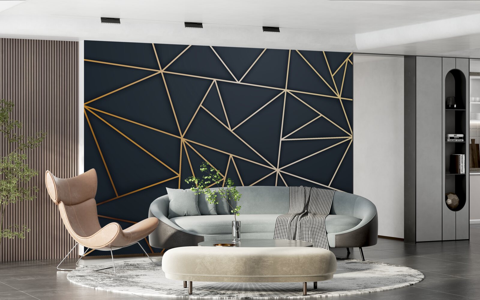 Фотошпалери фігури, утворені золотими лініями