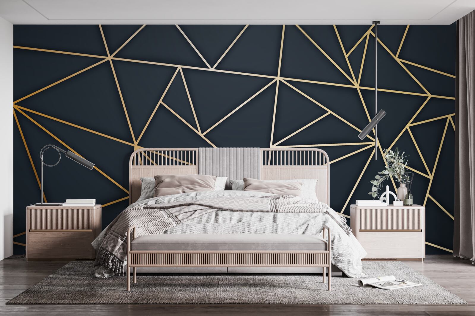 Фотошпалери фігури, утворені золотими лініями