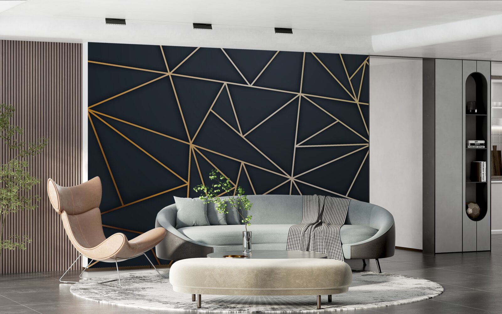 Фотошпалери фігури, утворені золотими лініями