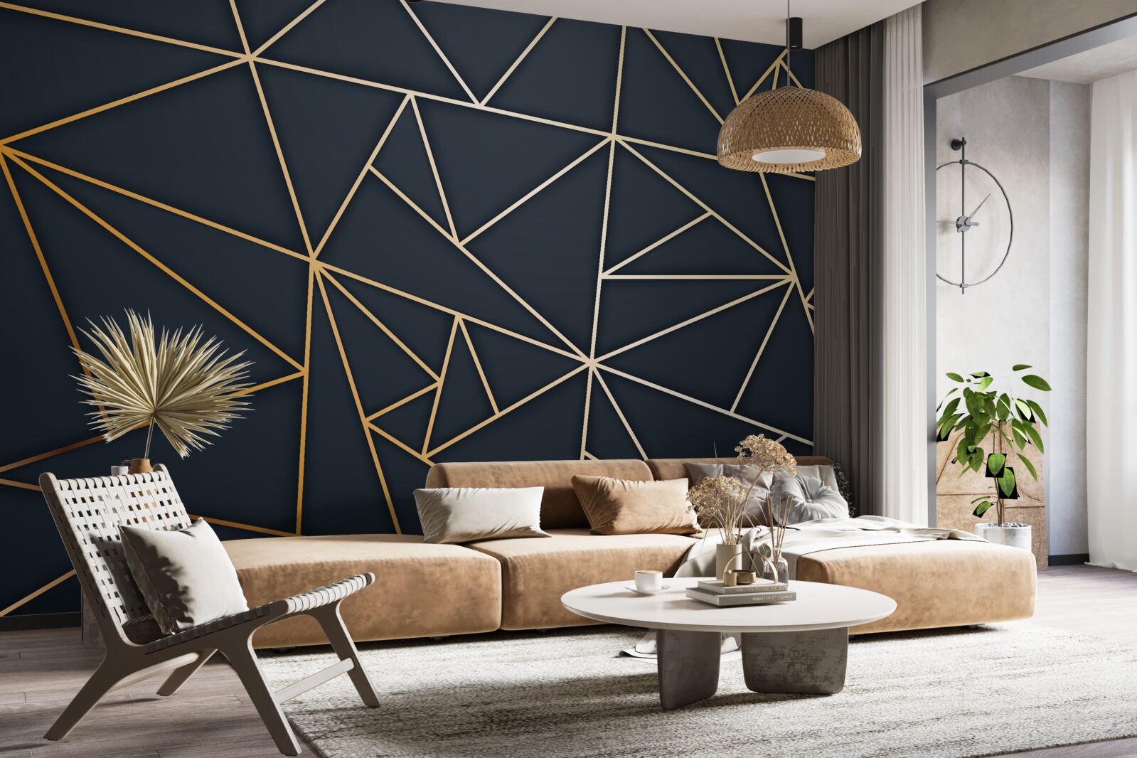 Фотошпалери фігури, утворені золотими лініями