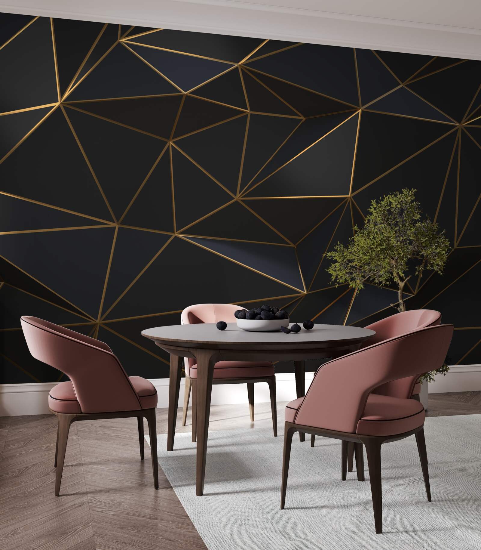 Фотошпалери трикутники та діаманти в золоті