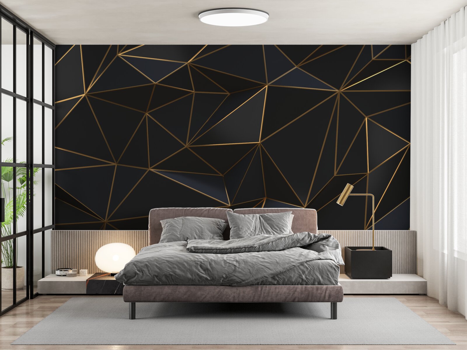 Фотошпалери трикутники та діаманти в золоті