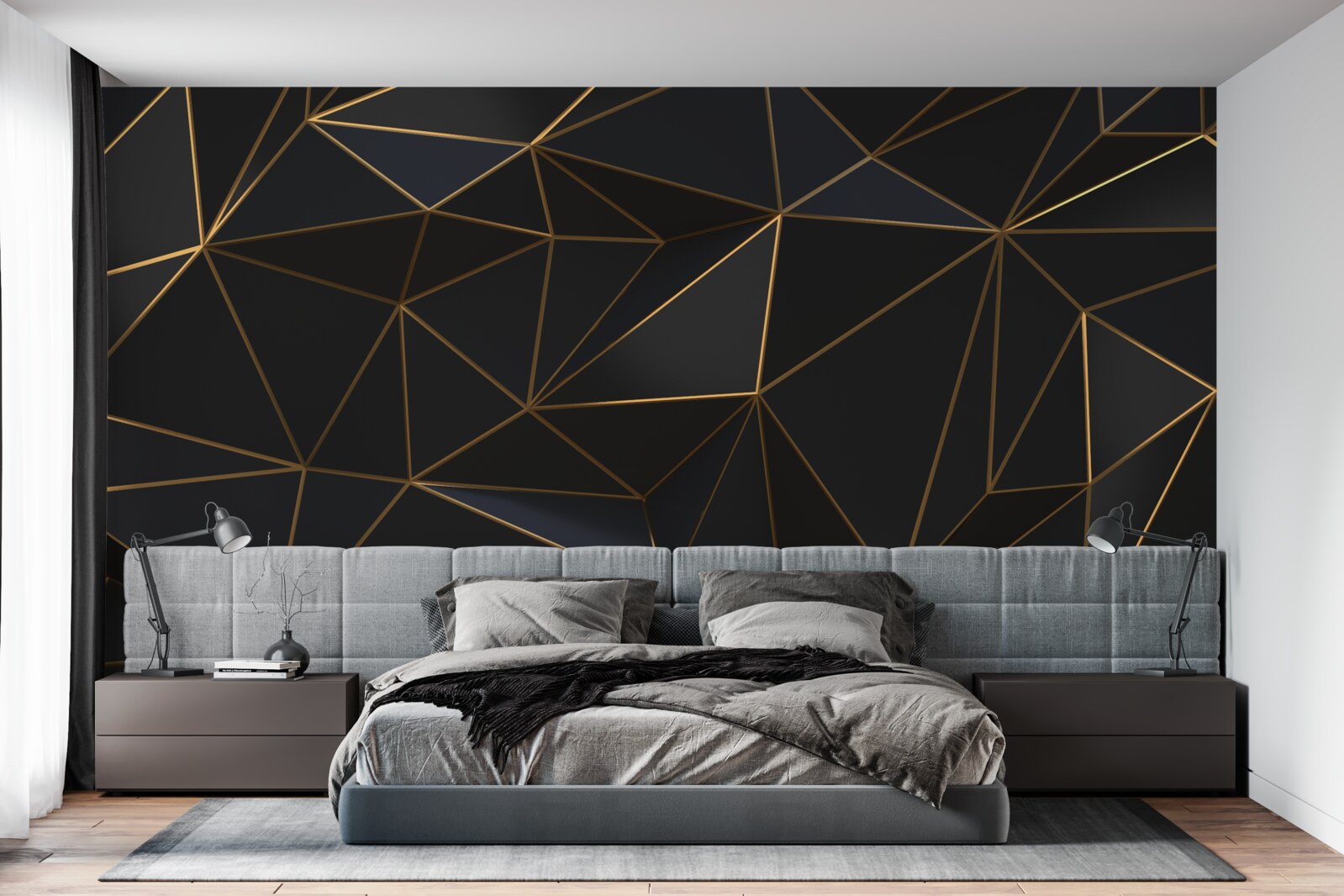 Фотошпалери трикутники та діаманти в золоті