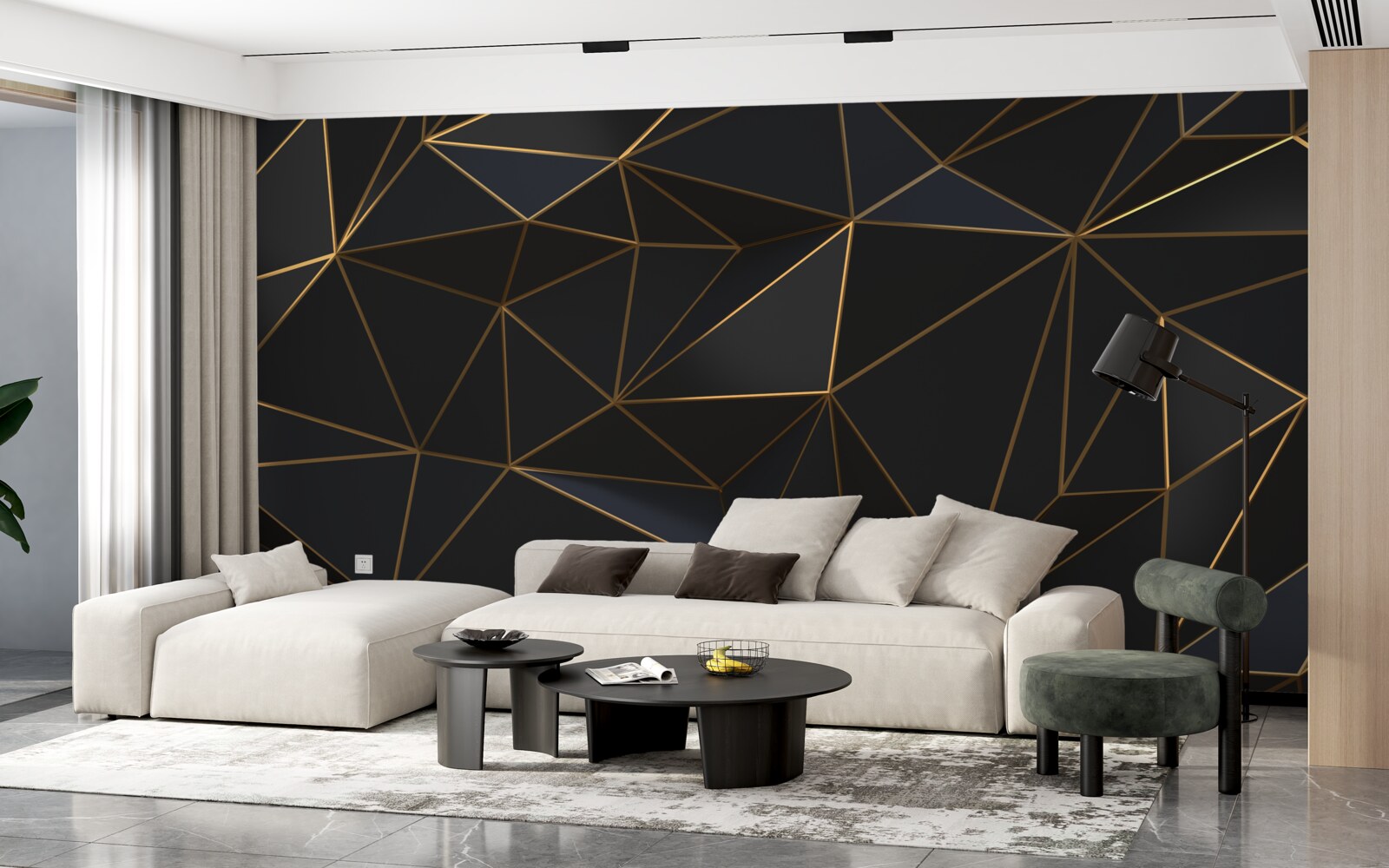 Фотошпалери трикутники та діаманти в золоті