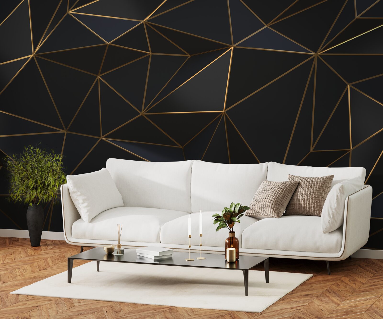 Фотошпалери трикутники та діаманти в золоті