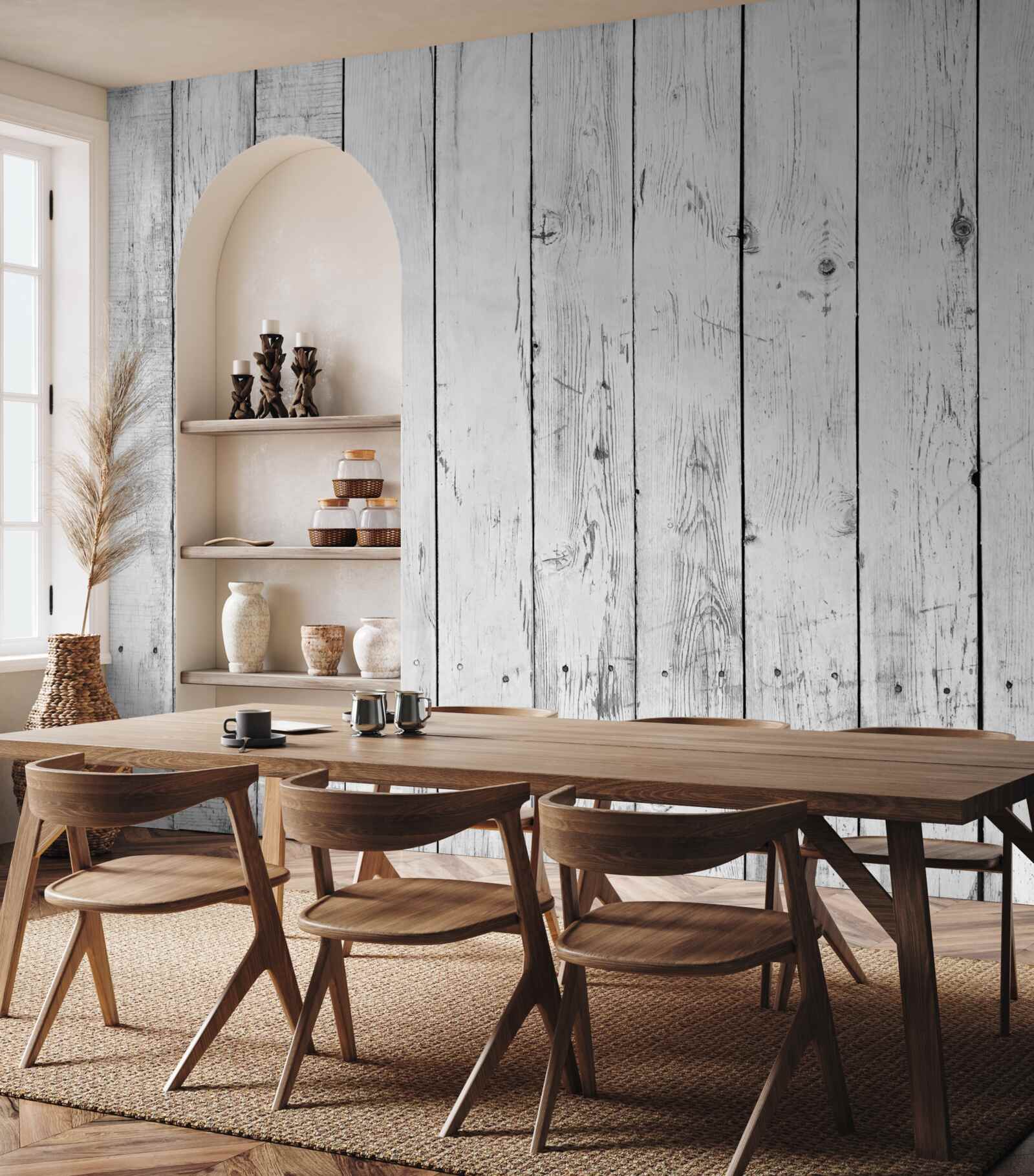 Фотошпалери біла паркетна дошка