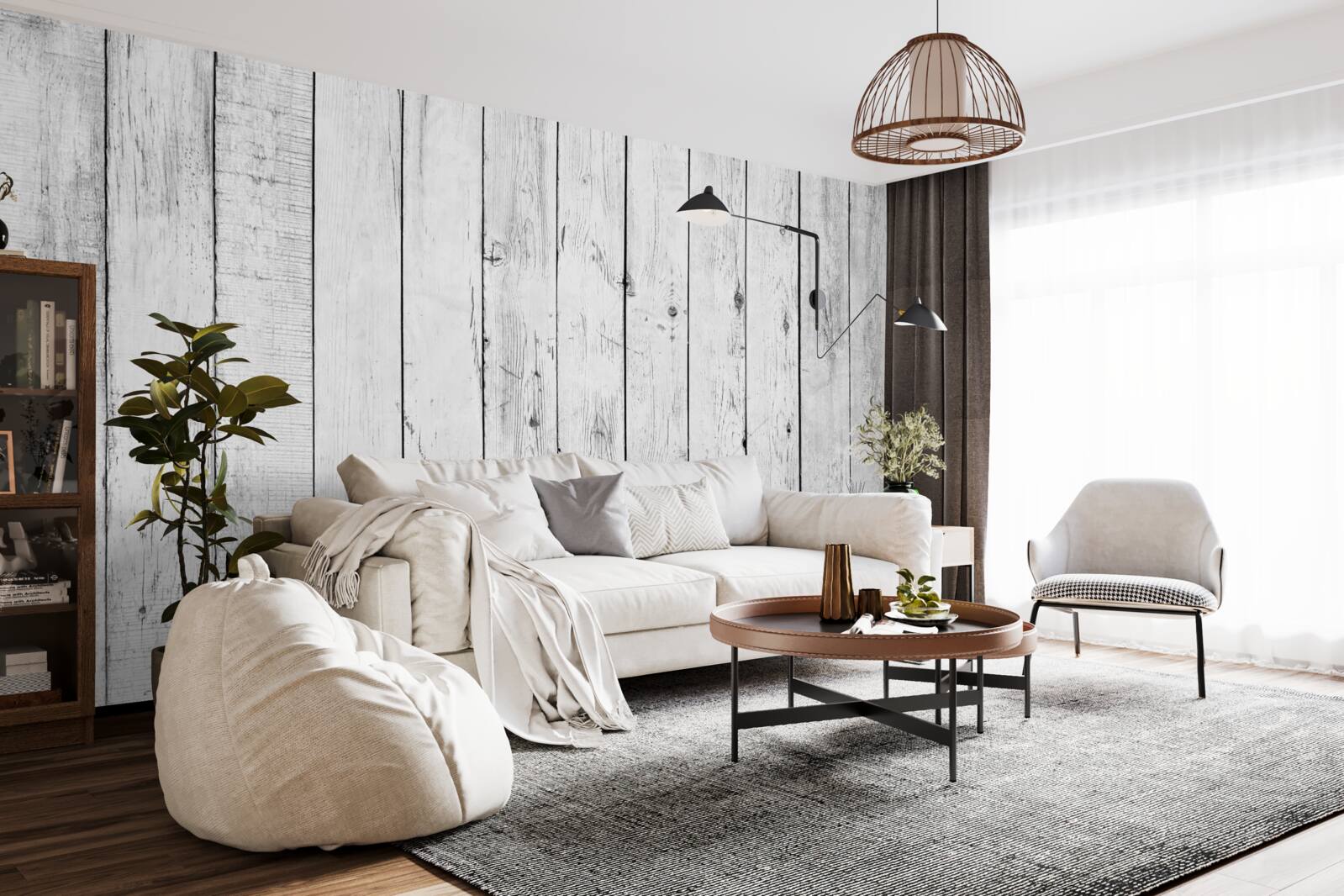 Фотошпалери біла паркетна дошка