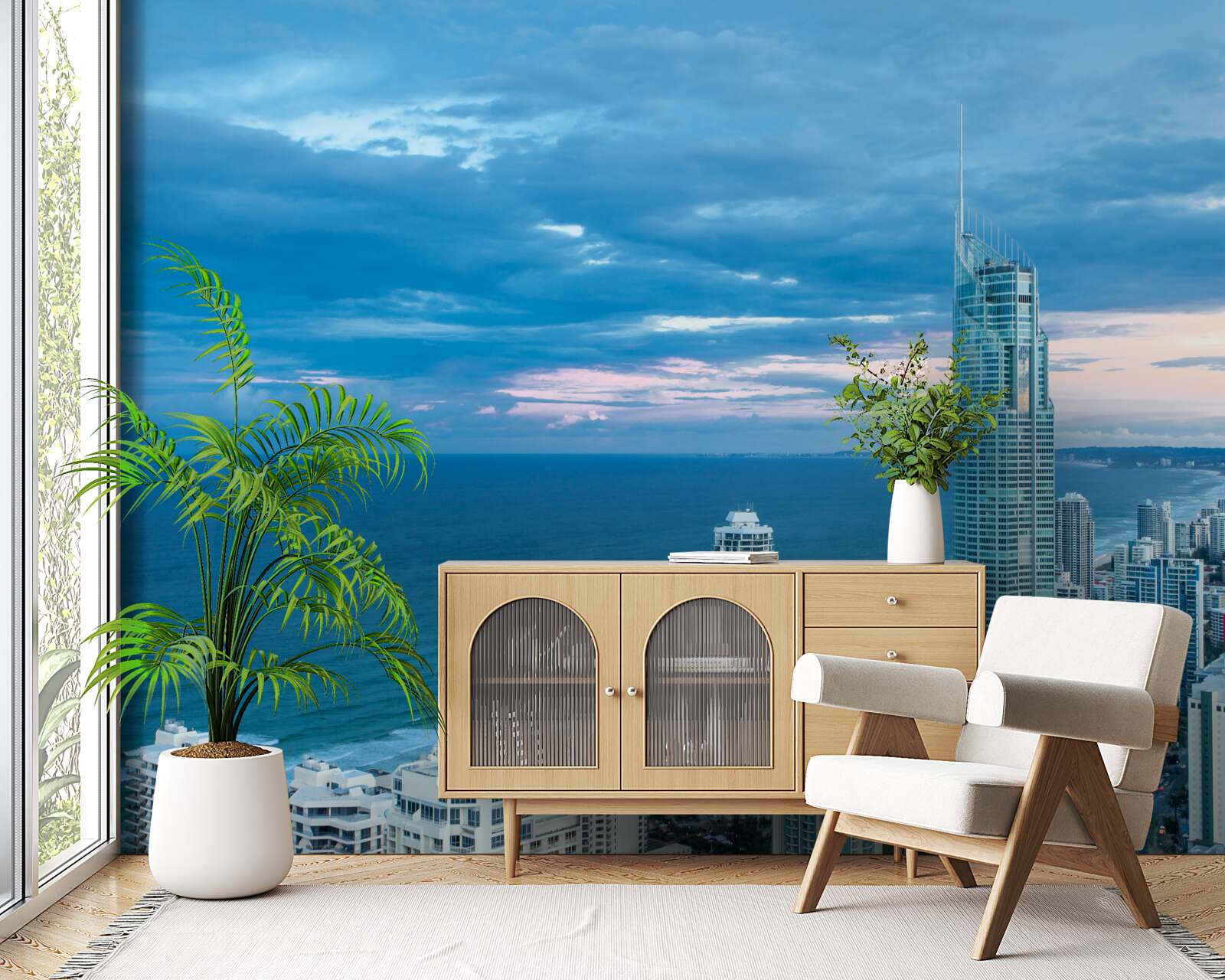 Фотошпалери гігантське місто на березі моря