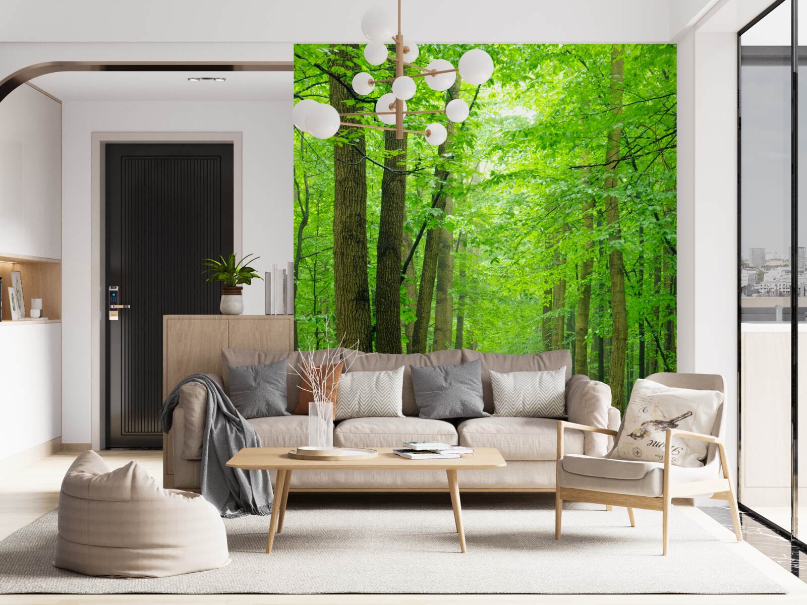 Фотошпалери зручна стежка через витончений листяний ліс