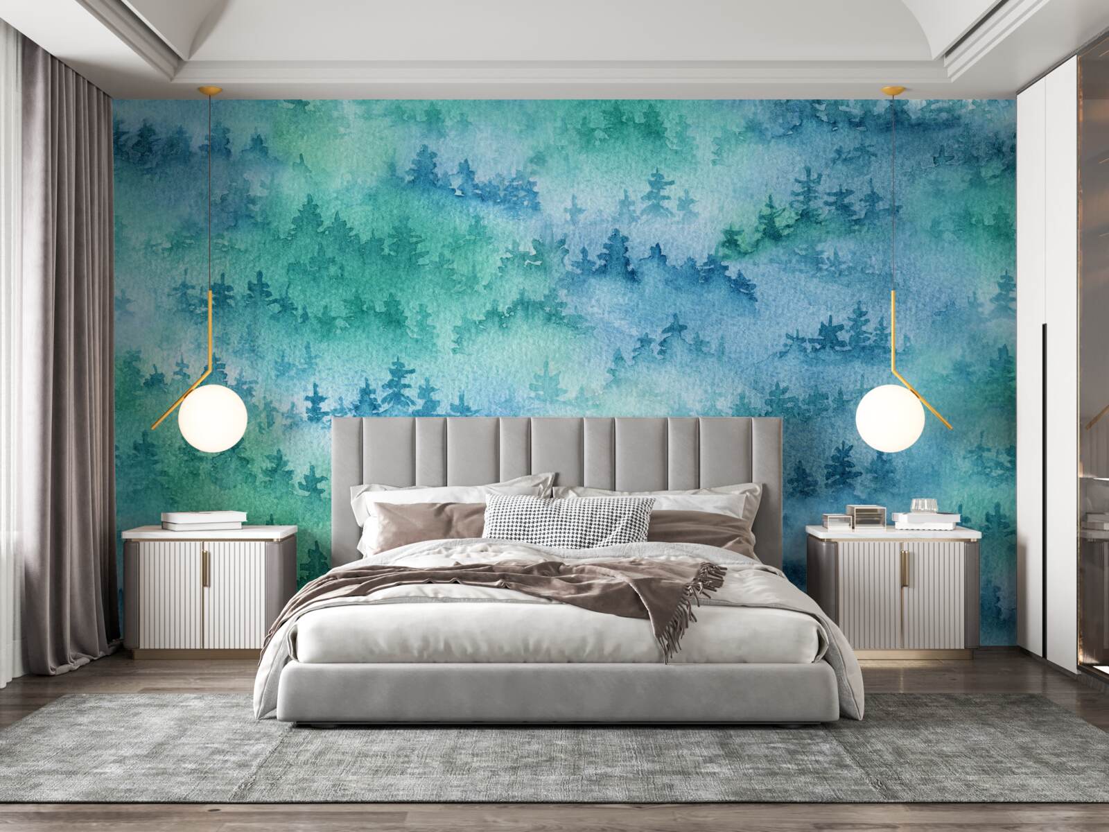 Фотошпалери хвойний ліс оповитий густим туманом