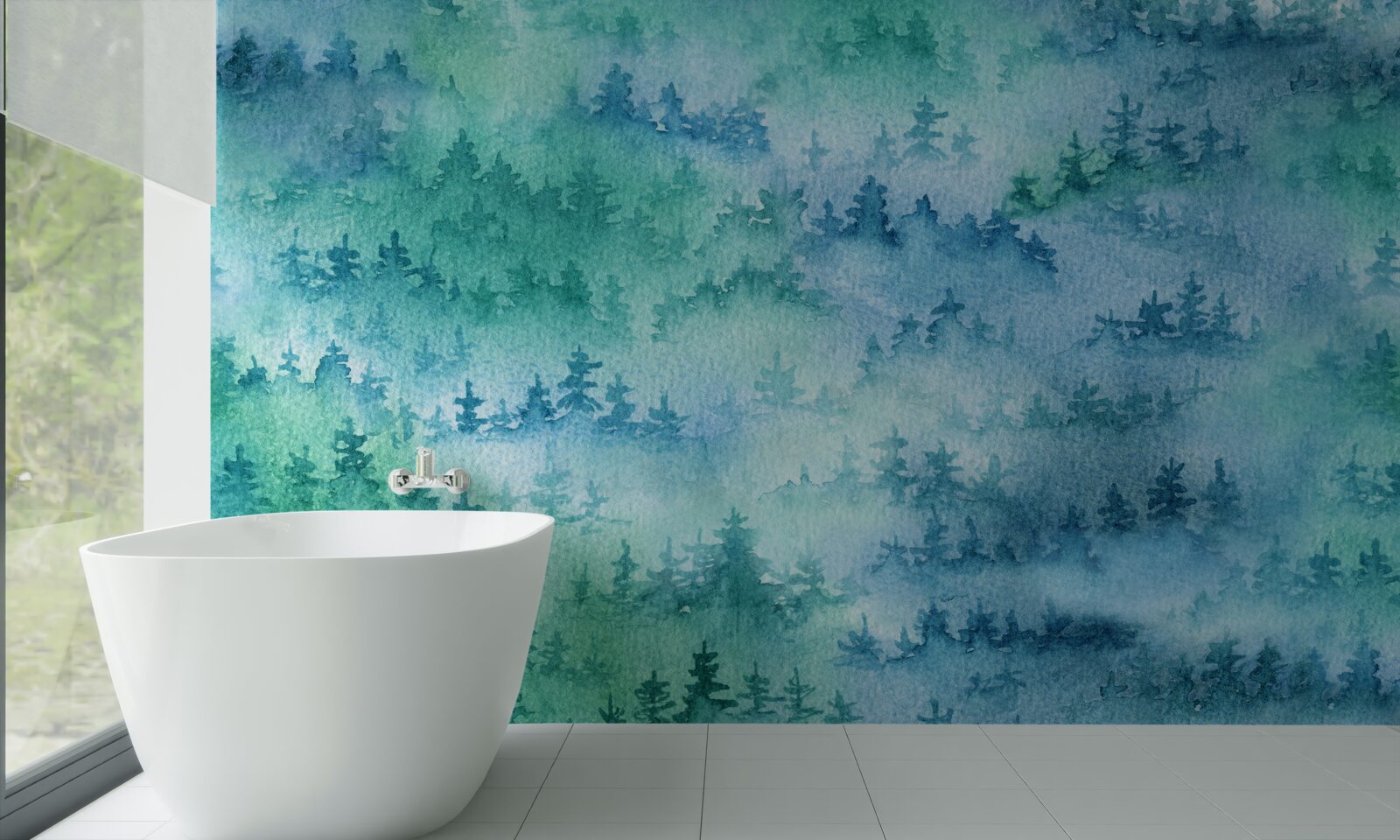 Фотошпалери хвойний ліс оповитий густим туманом