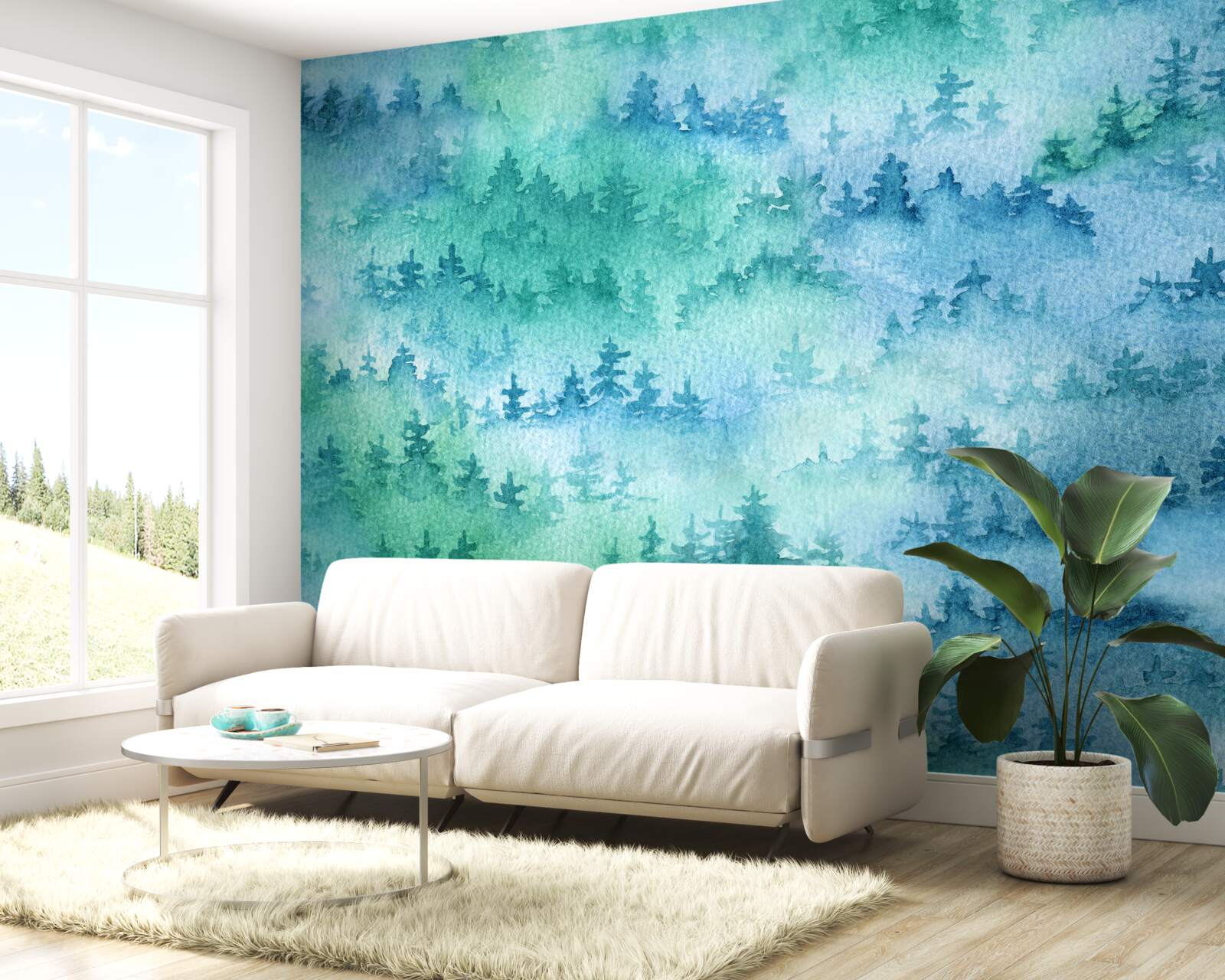 Фотошпалери хвойний ліс оповитий густим туманом