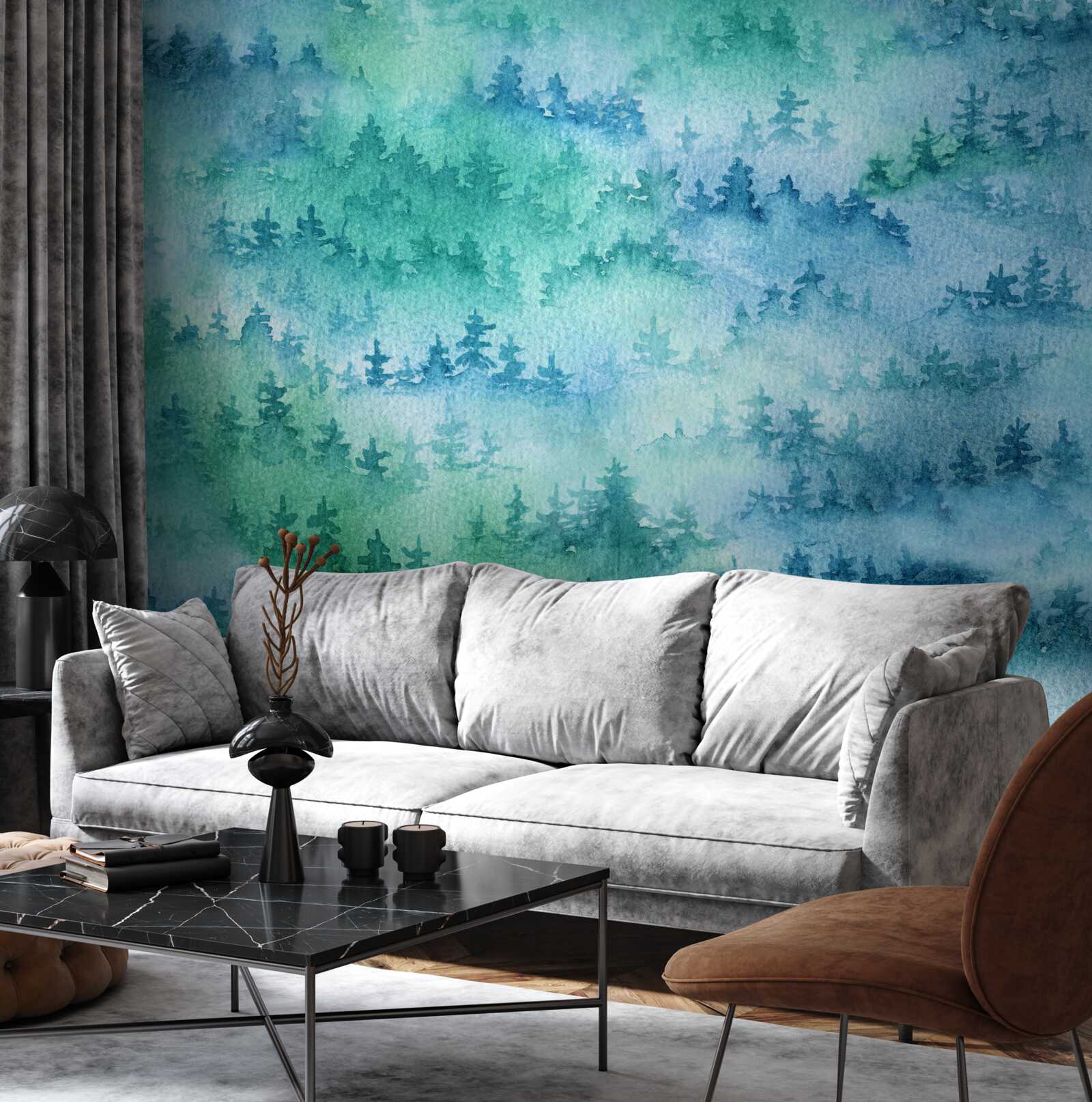 Фотошпалери хвойний ліс оповитий густим туманом