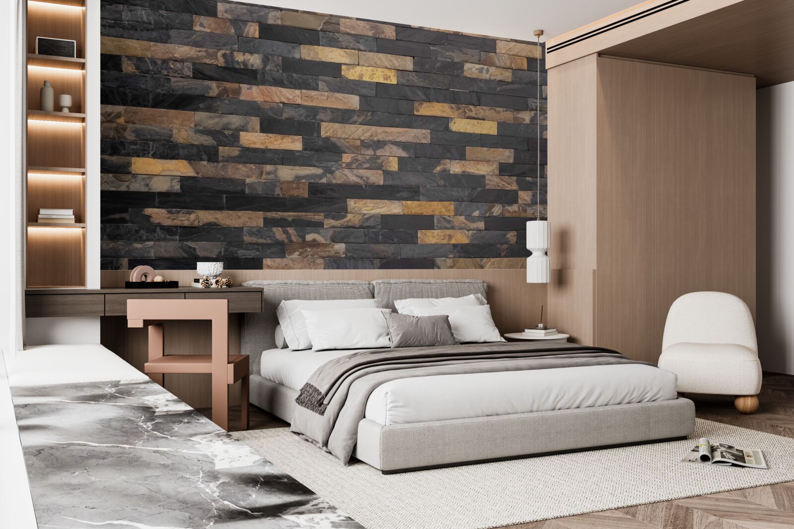 Фотошпалери чорно-золотий камінь, розміщений горизонтально