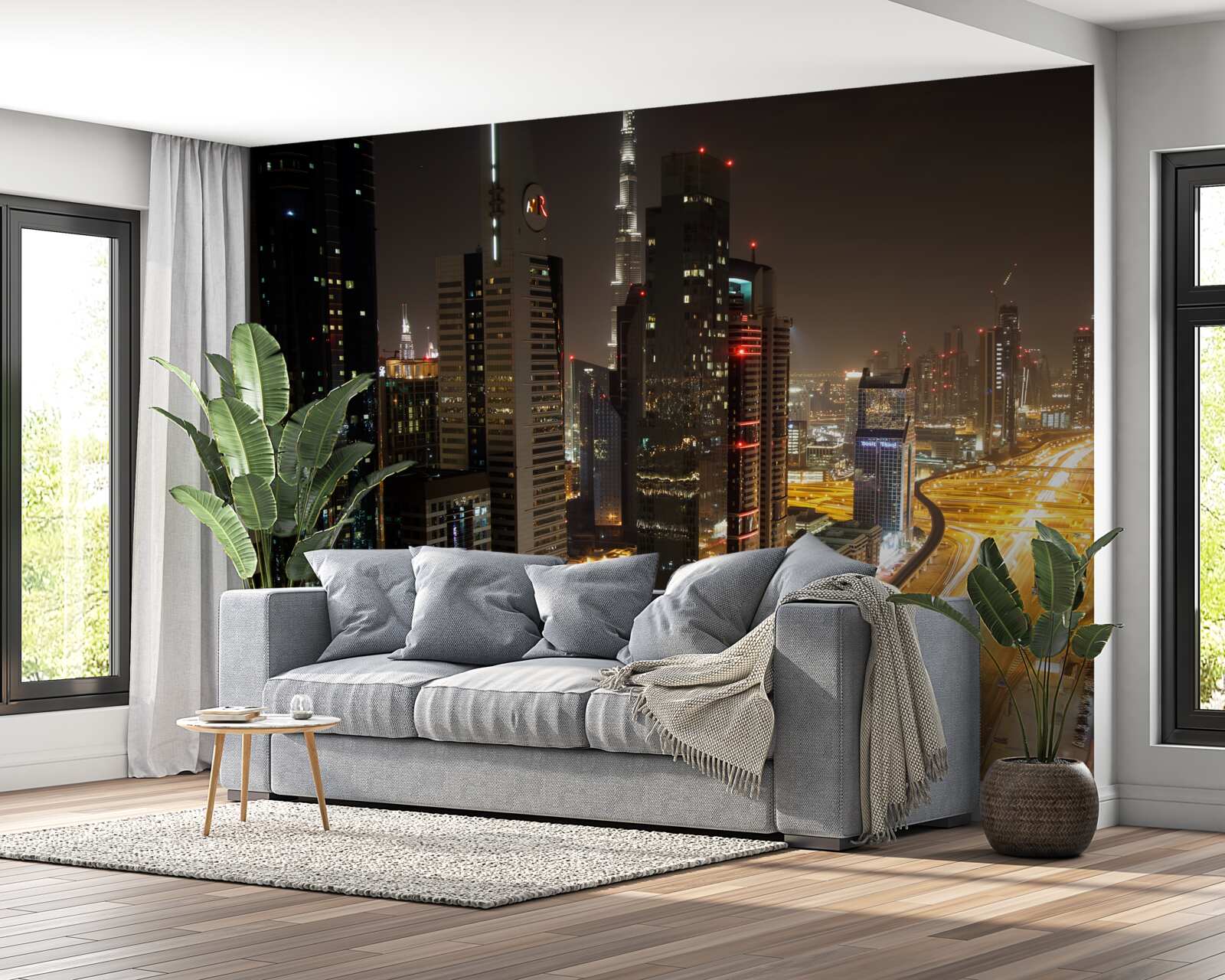 Фотошпалери нічний проспект оточений багатоповерховими житловими будинками