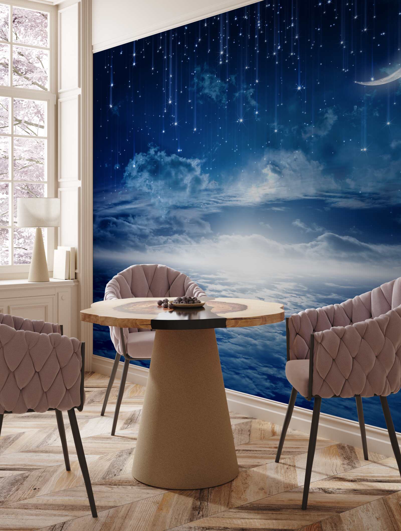 Фотошпалери Місячне світло, граючи на поверхні води, освітлює ніч яскравими кольорами