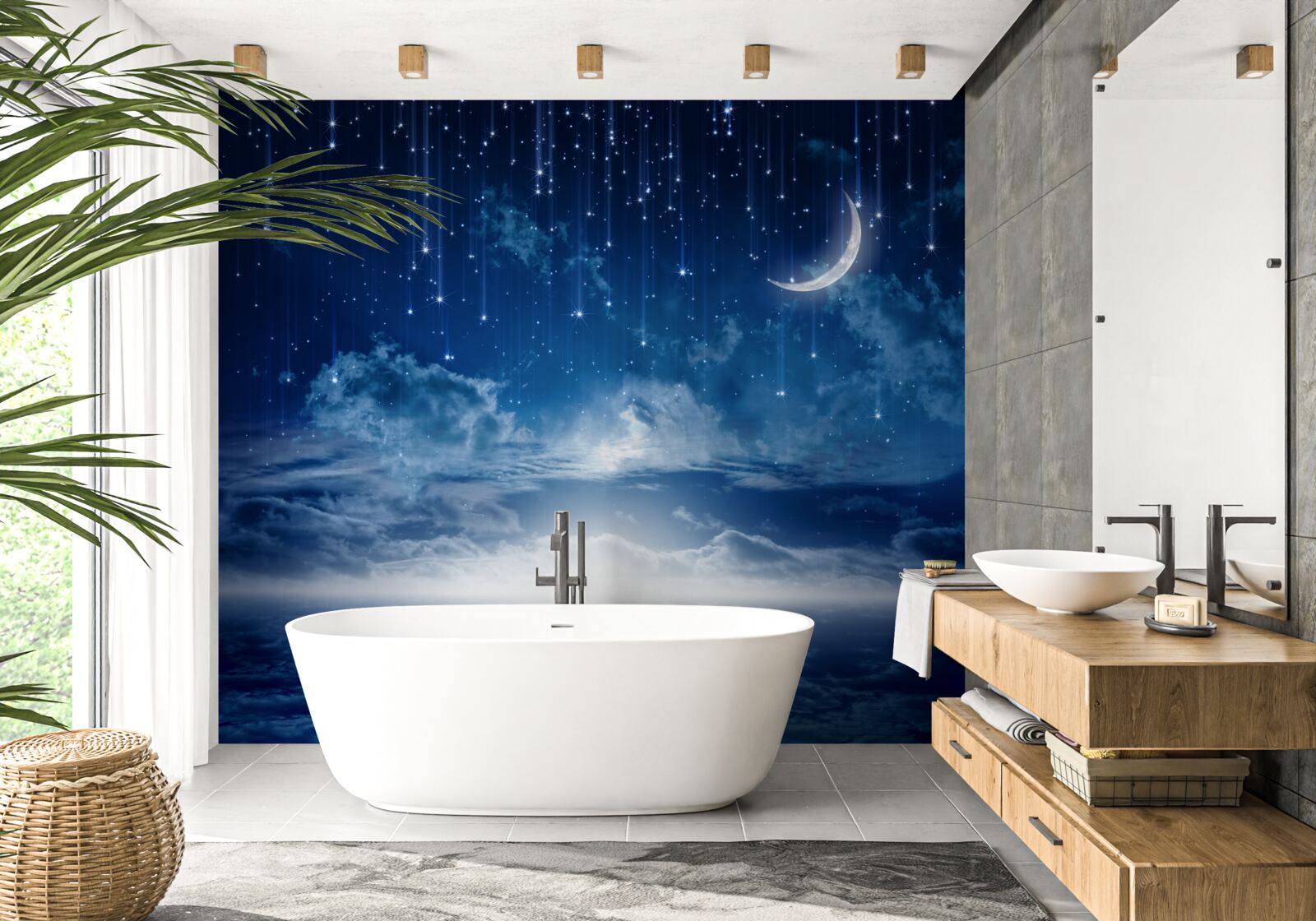 Фотошпалери Місячне світло, граючи на поверхні води, освітлює ніч яскравими кольорами