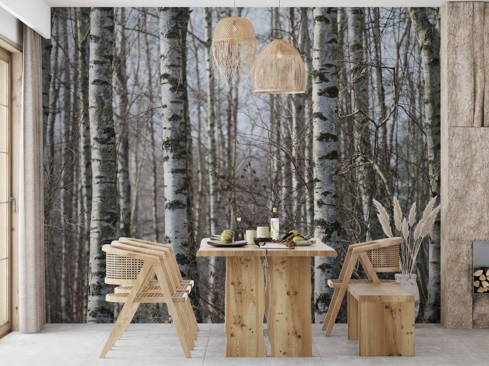 Фотошпалери повалені витончені берізки