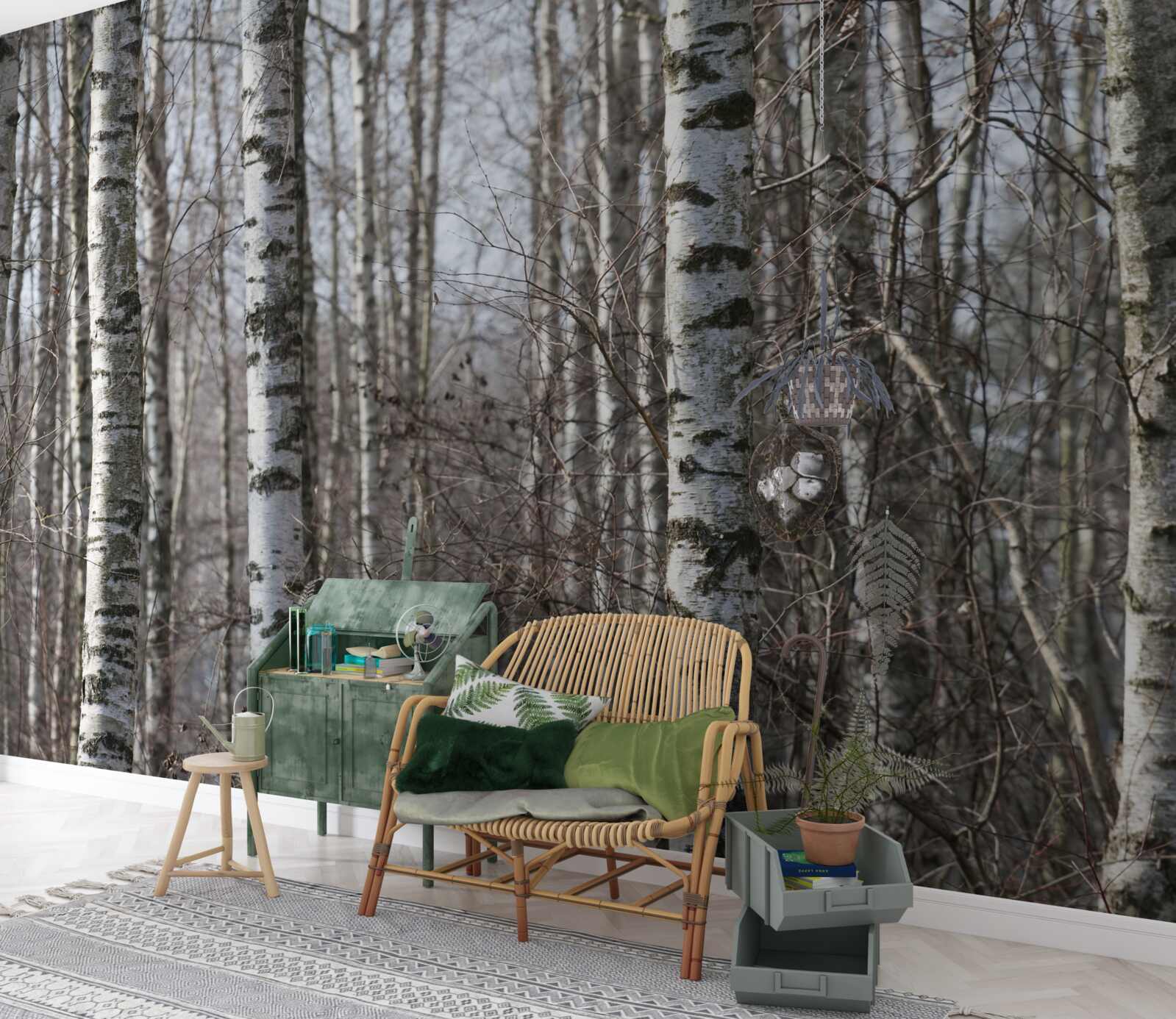 Фотошпалери повалені витончені берізки