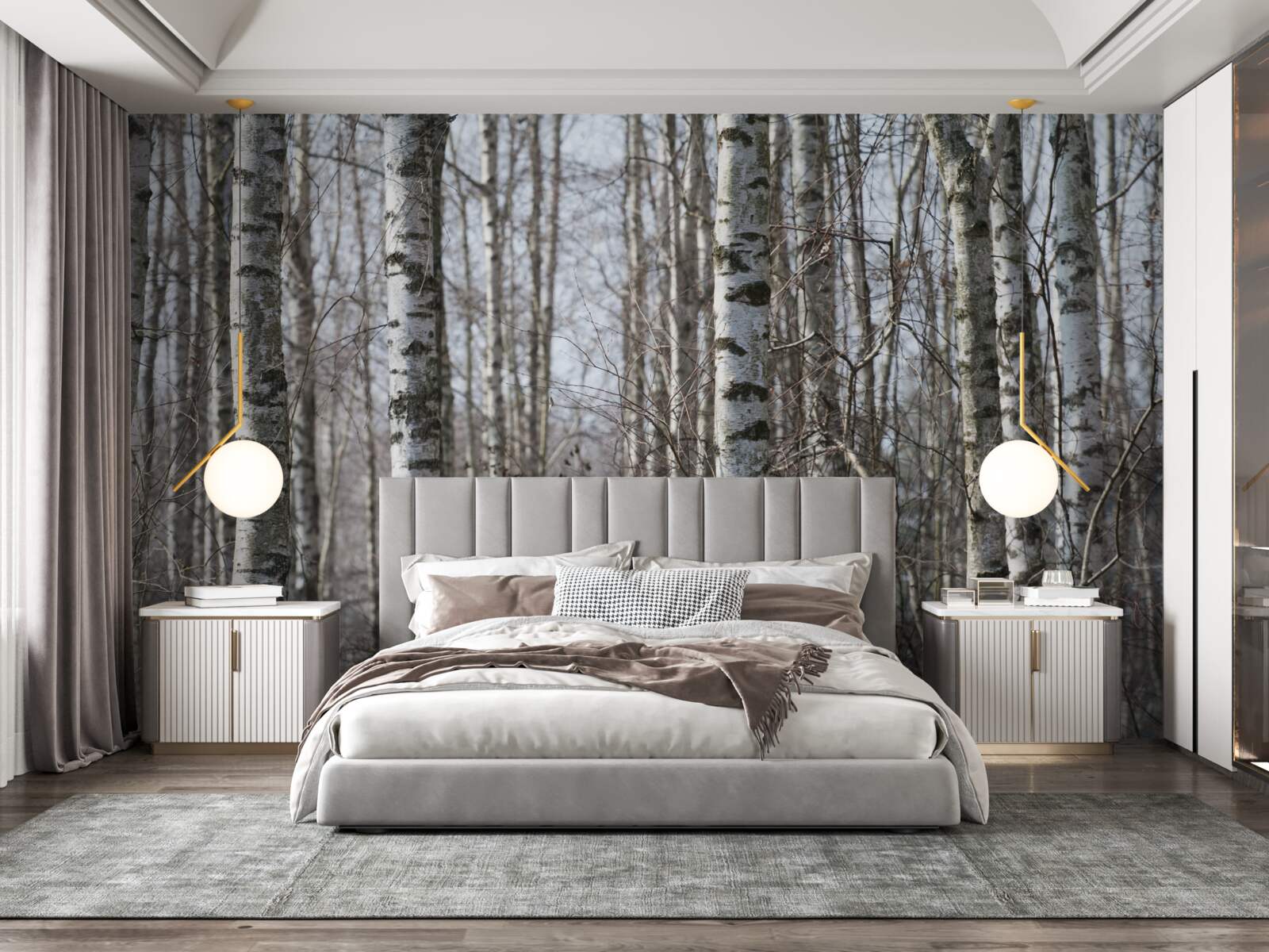 Фотошпалери повалені витончені берізки