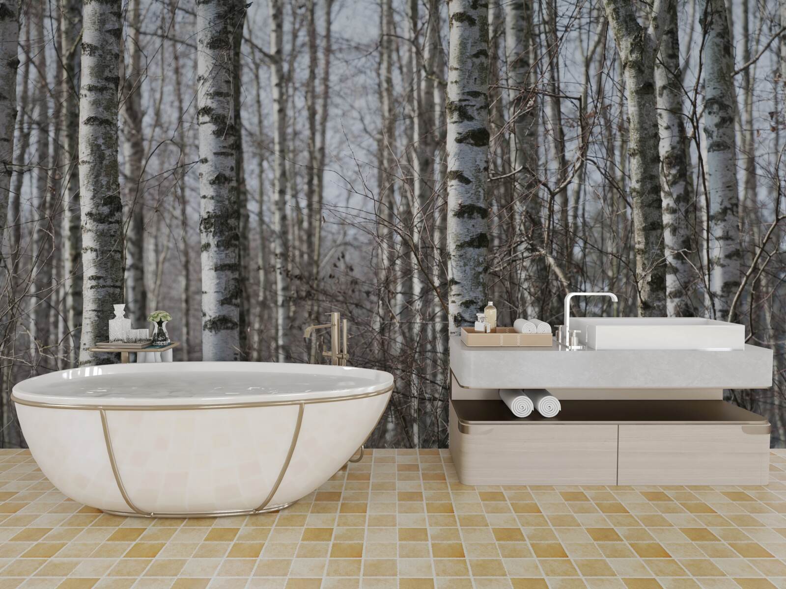 Фотошпалери повалені витончені берізки