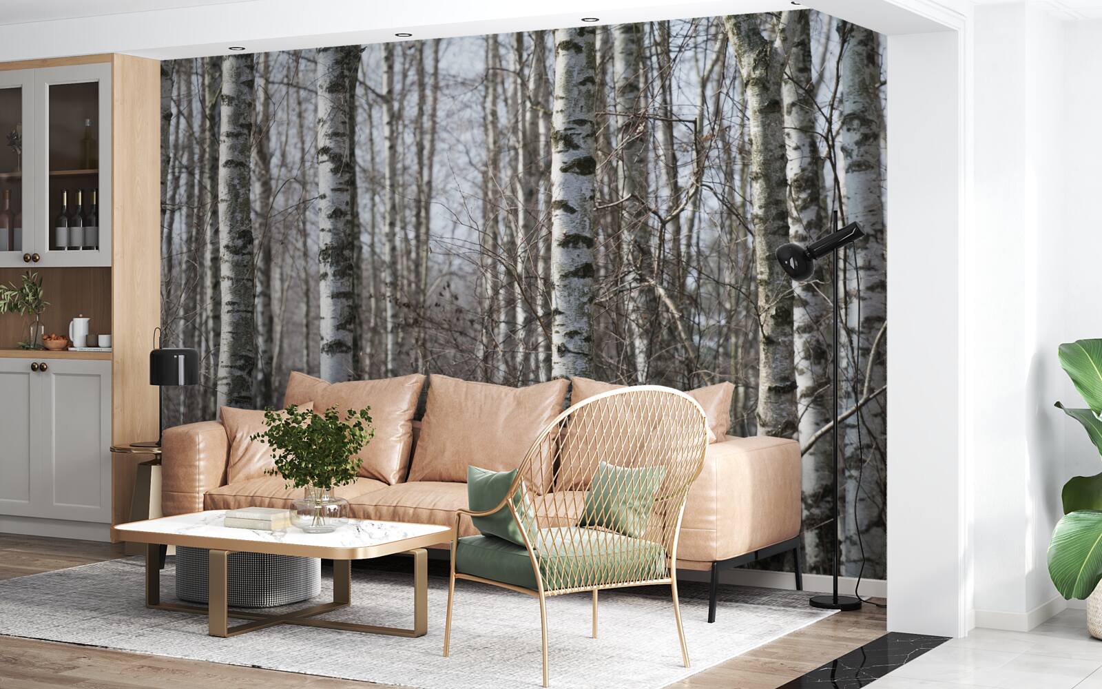 Фотошпалери повалені витончені берізки