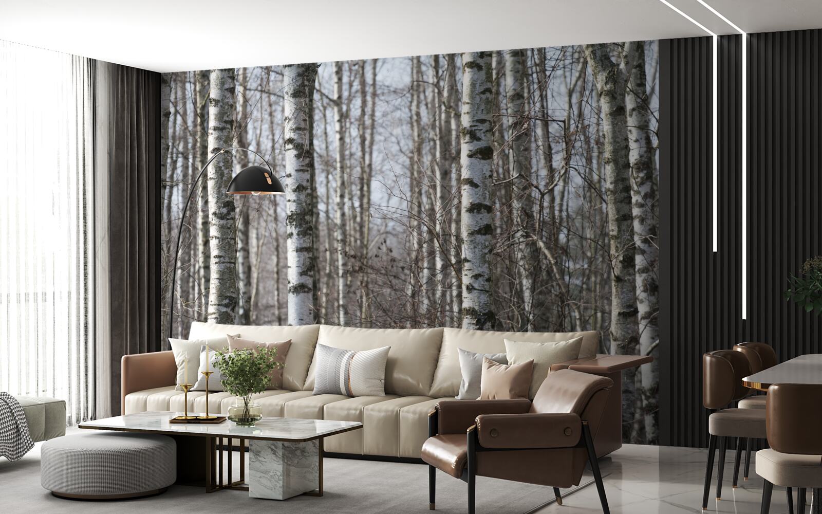 Фотошпалери повалені витончені берізки