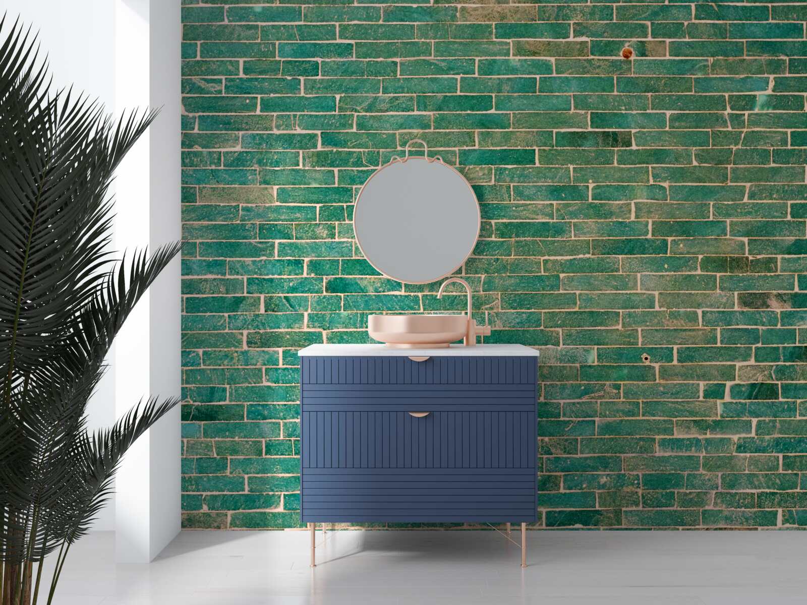 Фотошпалери Цегляна стіна пофарбована в зелений колір