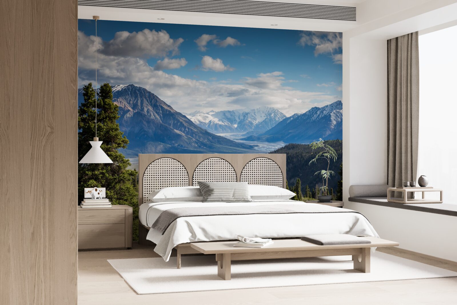 Фотошпалери гілка гір, увінчана деревами на узліссі