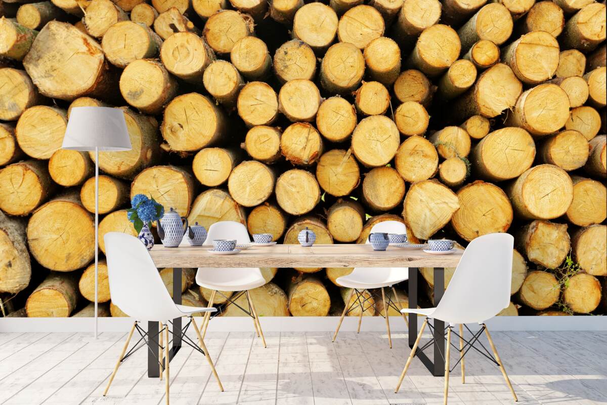 Фотошпалери купа зрубаних дров